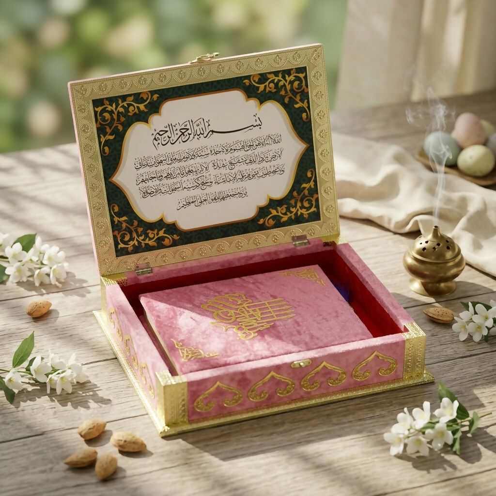 ALVENZA Luxury Velvet Quran Box – Elegant Storage & Prayer Organizer