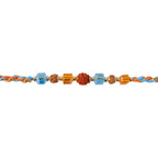 ALVENZA Blue Beaded Bracelet Rakhi with Golden Spacers and Colorful Festive Charm