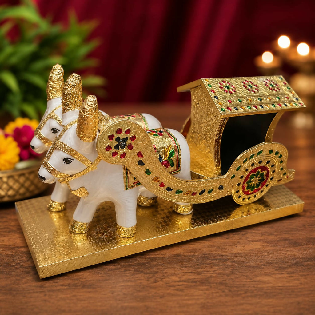 ALVENZA Home Decor Bullock Cart Showpiece – Elegant Indian Handicraft