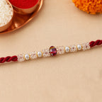 ALVENZA Graceful Pastel Bracelet Rakhi with Silver Centre and Delicate Raksha Bandhan Beauty