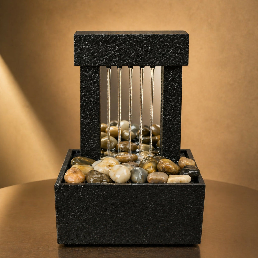 ALVENZA Indoor Water Fountain – Calming Cascading Pebbles & Modern Design