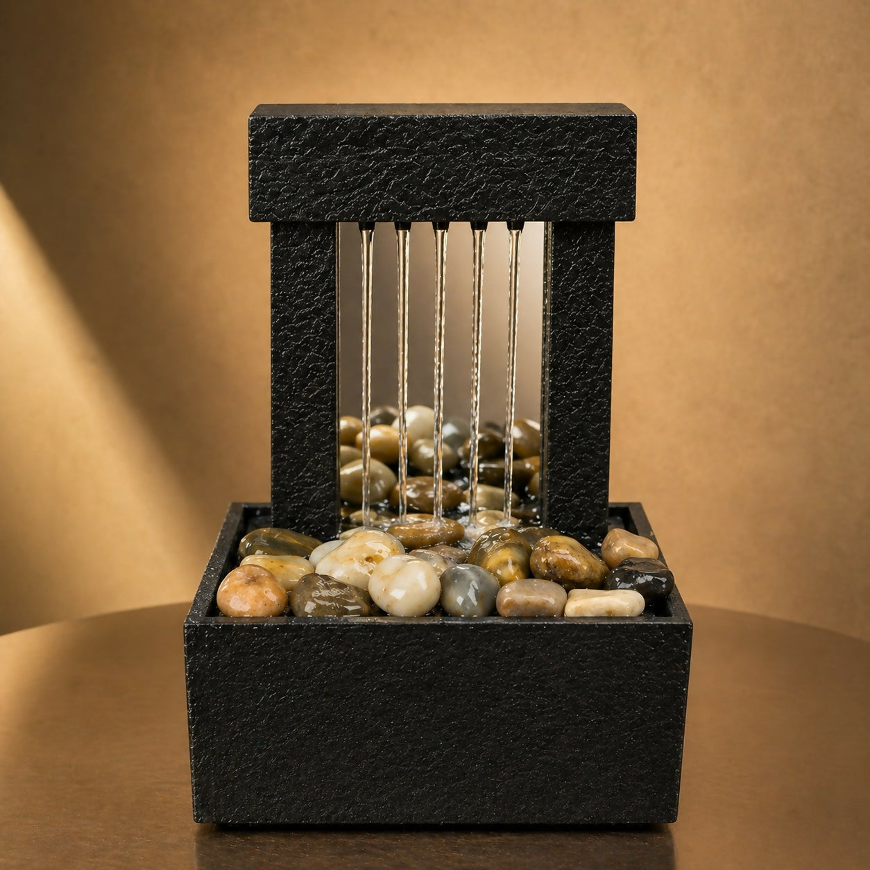 ALVENZA Indoor Water Fountain – Calming Cascading Pebbles & Modern Design